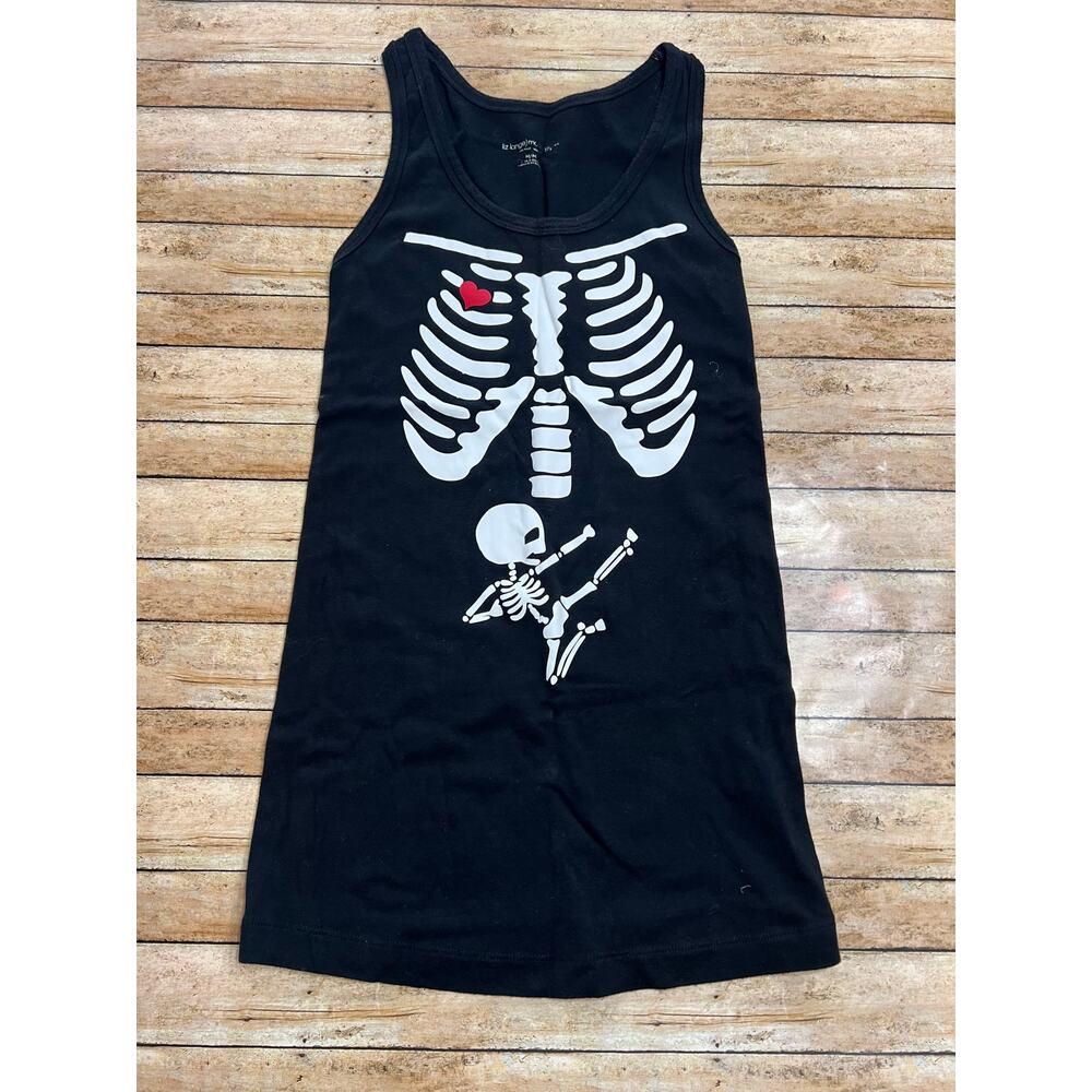 Liz Lange Maternity Black Custom Skeleton Tank with Baby Halloween Size M